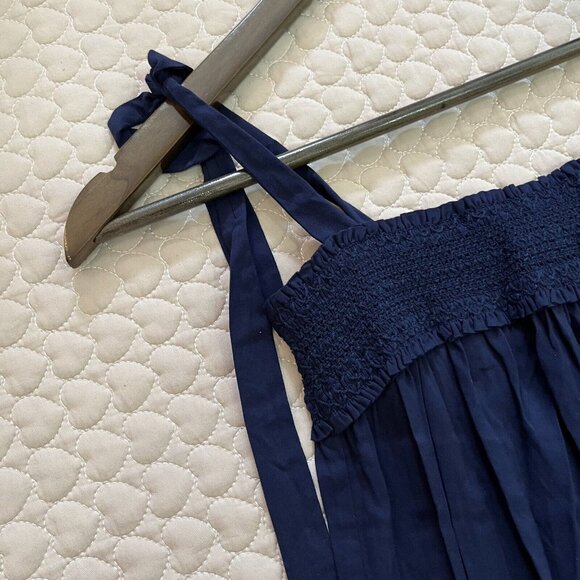 NWOT Tory Burch Smocked Shoulder-Tie Jumpsuit Size XS Navy Blue - Picture 7 of 13